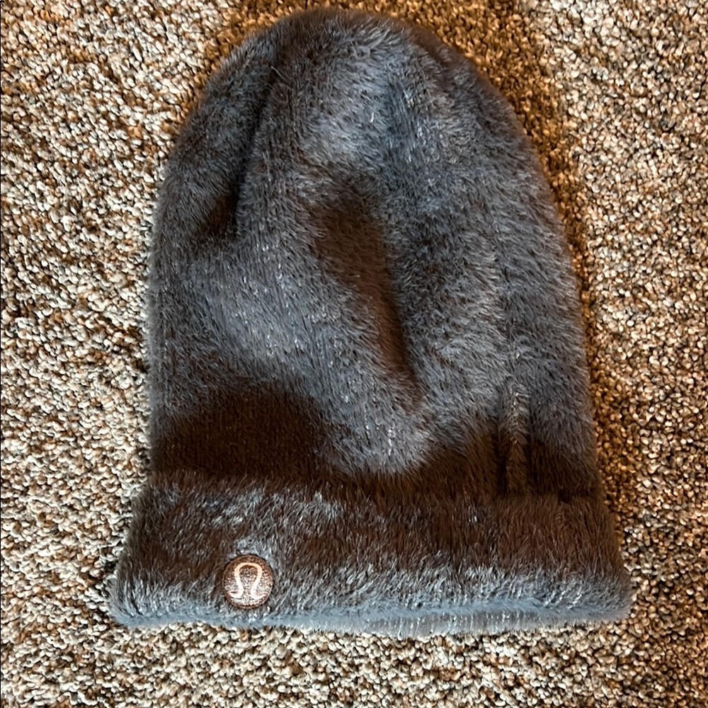 Lululemon Charcoal Fuzzy Beanie